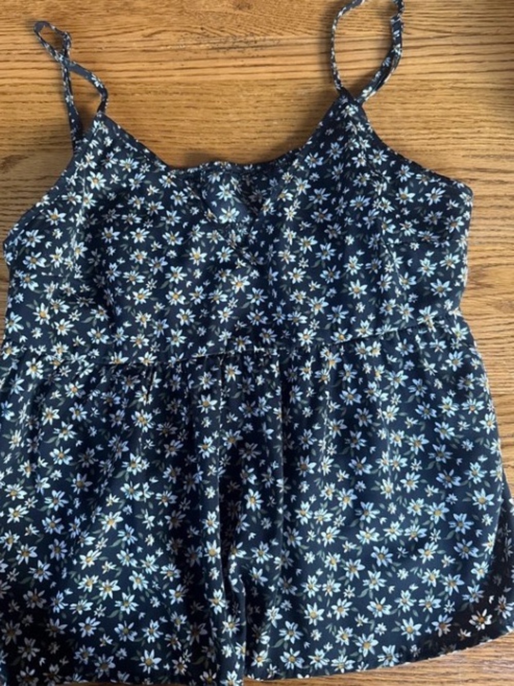 SHEIN Navy Blue Floral Spaghetti Strap Tank